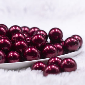 16mm Wine Red Faux Pearl Acrylic Bubblegum Jewelry Beads