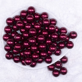 16mm Wine Red Faux Pearl Acrylic Bubblegum Jewelry Beads