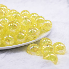 16mm Yellow Crackle AB Bubblegum Beads