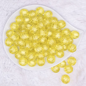 16mm Yellow Transparent Pumpkin Shaped Bubblegum Beads