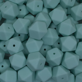 17mm Aqua Green Hexagon Silicone Bead