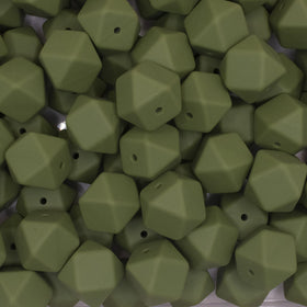 17mm Bean Green Hexagon Silicone Bead