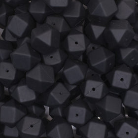17mm Black Hexagon Silicone Bead