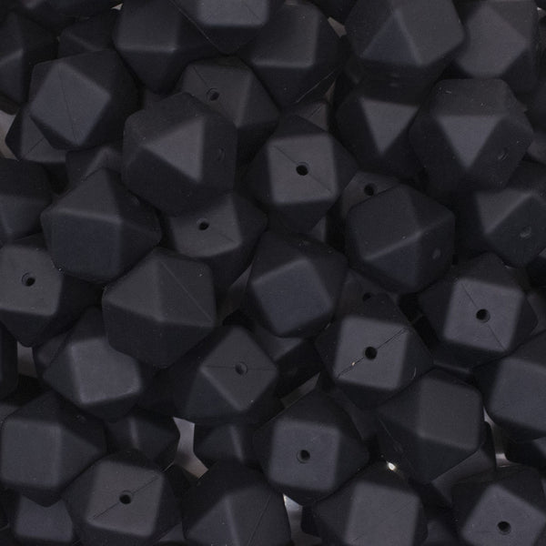 front view of a pile of 17mm Black Hexagon Silicone Bead