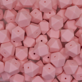 17mm Candy Pink Hexagon Silicone Bead