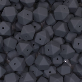 17mm Dim Gray Hexagon Silicone Bead