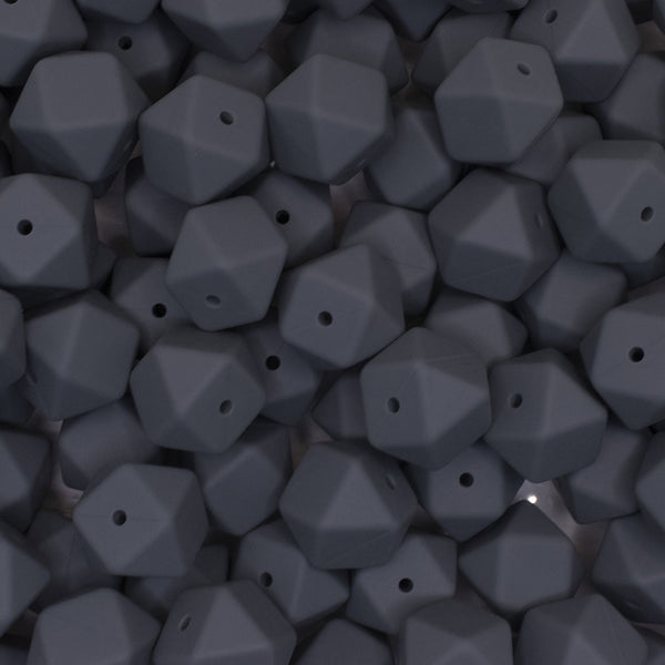front view of a pile of 17mm Dim Gray Hexagon Silicone Bead