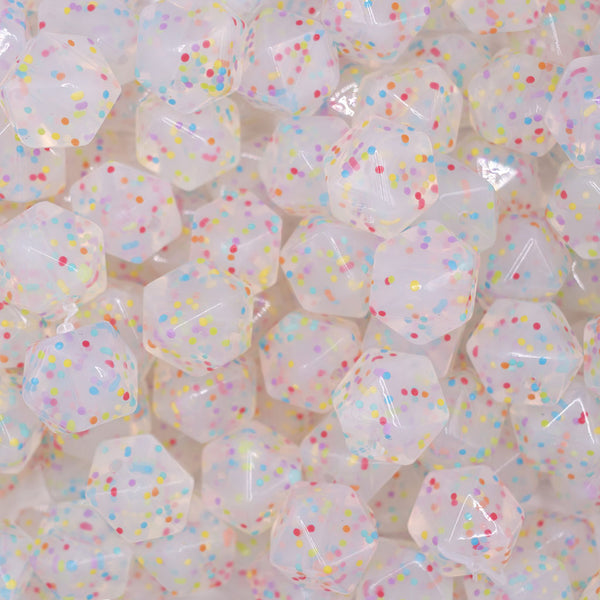 close up view of a pile of 17mm Confetti Hexagon Silicone Bead