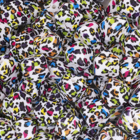 17mm Rainbow Leopard Hexagon Silicone Bead