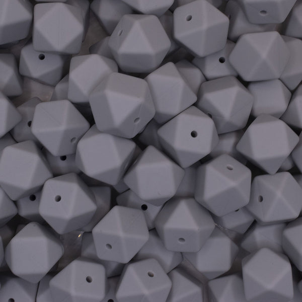 front view of a pile of 17mm Light Gray Hexagon Silicone Bead