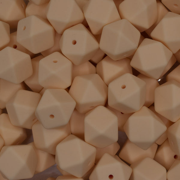front view of a pile of 17mm Light Yellow Hexagon Silicone Bead
