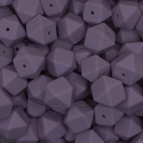 17mm Lilac Purple Hexagon Silicone Bead
