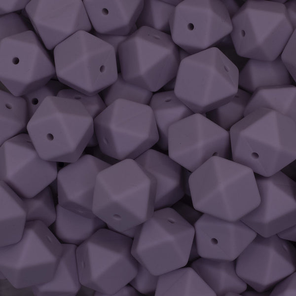 front view of a pile of 17mm Lilac Purple Hexagon Silicone Bead