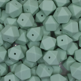 17mm Mint Green Hexagon Silicone Bead
