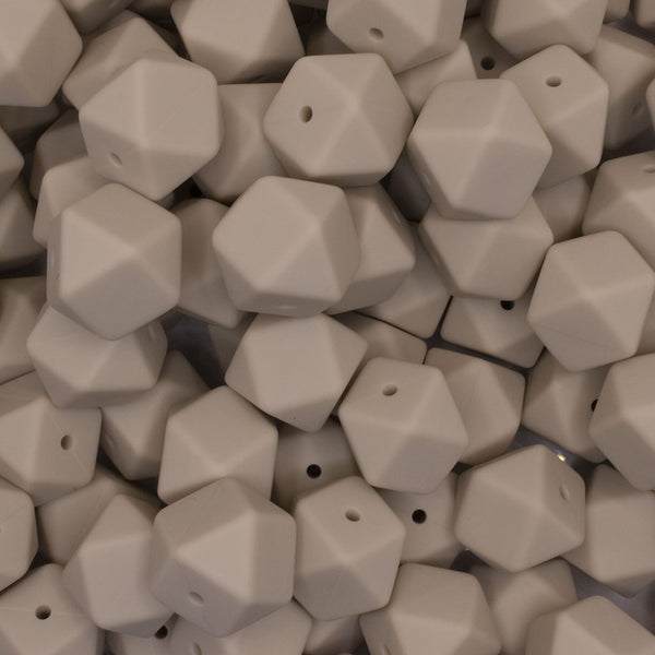 front view of a  pile of 17mm Navajo White Hexagon Silicone Bead