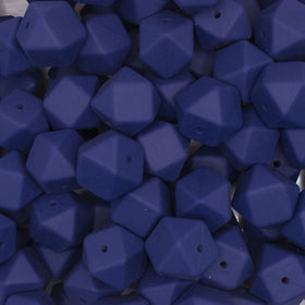 17mm Navy Blue Hexagon Silicone Bead