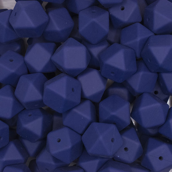 front view of a pile of 17mm Navy Blue Hexagon Silicone Bead
