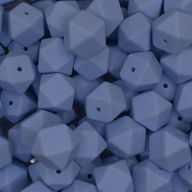 17mm Pastel Blue Hexagon Silicone Bead