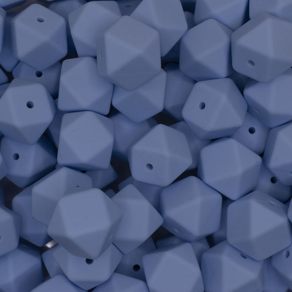 front view of a pile of 17mm Pastel Blue Hexagon Silicone Bead