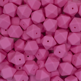 17mm Pink Hexagon Silicone Bead
