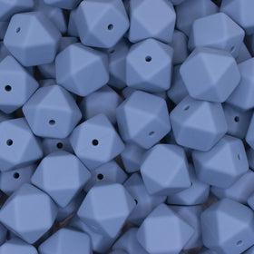 17mm Powder Blue Hexagon Silicone Bead