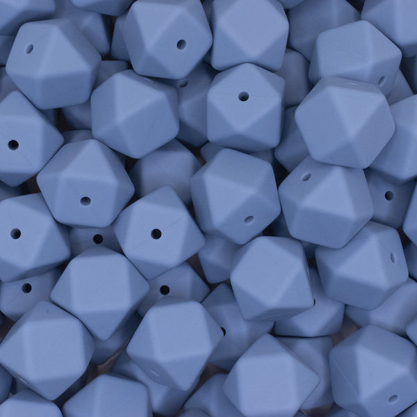 front view of a pile of 17mm Powder Blue Hexagon Silicone Bead