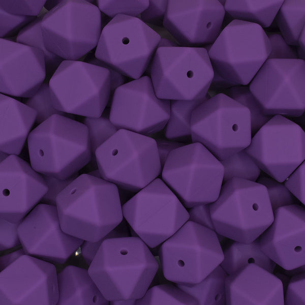 front view of a pile of 17mm Purple Hexagon Silicone Bead