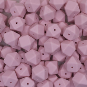 17mm Quartz Pink Hexagon Silicone Bead