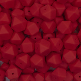 17mm Red Hexagon Silicone Bead