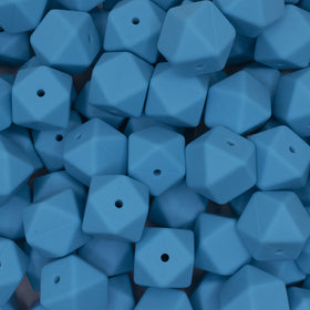17mm Sky Blue Hexagon Silicone Bead