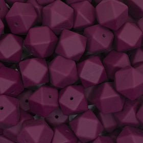 17mm Wine Red Hexagon Silicone Bead