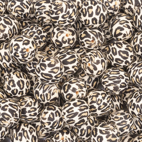 19mm Leopard Print Round Silicone Bead