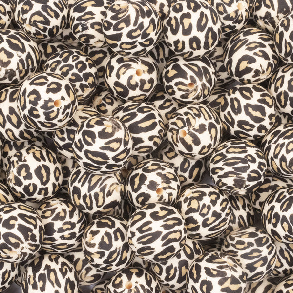 top view of a pile of 19mm Leopard Print Round Silicone Bead