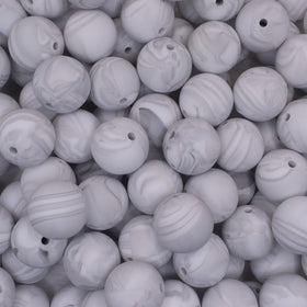 19mm Marble White Round Silicone Bead