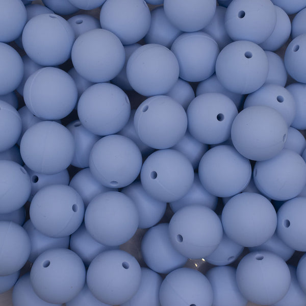 close up view of a pile of 19mm Pastel Blue Round Silicone Bead