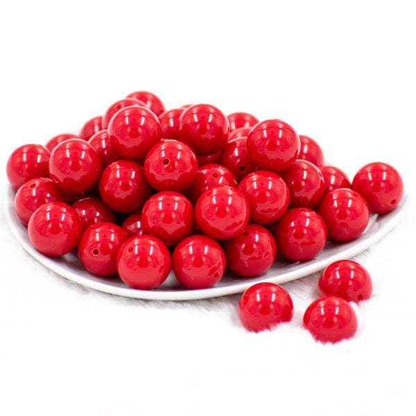 front view of a pile of 20mm Apple Red Solid Bubblegum Beads