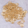 top view of a pile of 20mm Blonde Yellow Transparent Faceted Bubblegum Beads