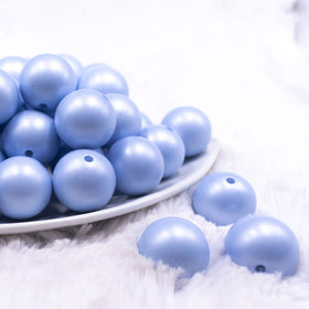 20mm Blue Matte Pearl Solid Jewelry Acrylic Bubblegum Beads