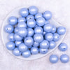 Top view of a pile of 20mm Blue Matte Pearl Solid Jewelry Acrylic Bubblegum Beads