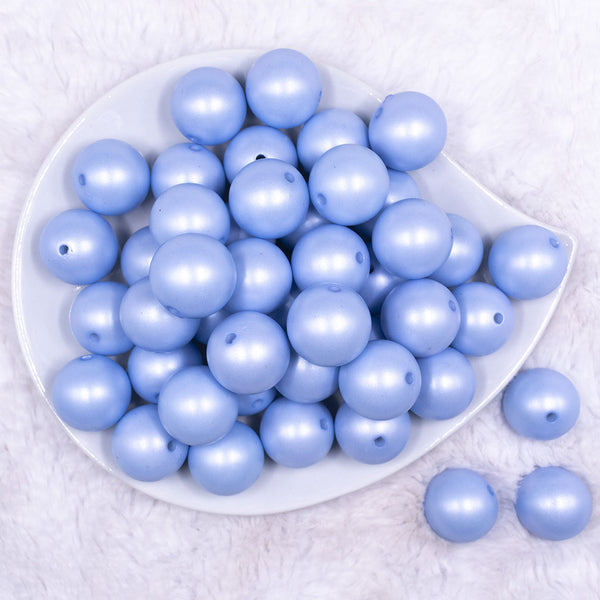 Top view of a pile of 20mm Blue Matte Pearl Solid Jewelry Acrylic Bubblegum Beads