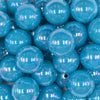 Close up view of a pile of 20MM Blue Neon AB Solid Chunky Bubblegum Beads