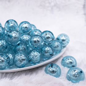 20mm Blue Foil Bubblegum Beads
