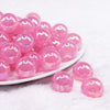 front view of a pile of 20mm Bright Pink Jelly AB Acrylic Chunky Bubblegum Beads