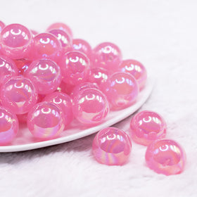 20mm Bright Pink Jelly AB Acrylic Chunky Bubblegum Beads