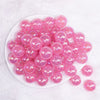 top view of a pile of 20mm Bright Pink Jelly AB Acrylic Chunky Bubblegum Beads