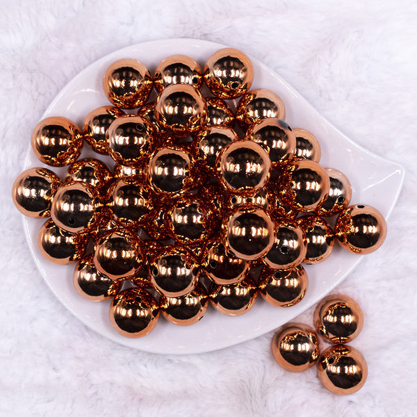top view of a pile of 20mm Copper Reflective Acrylic Jewelry Bubblegum Beads