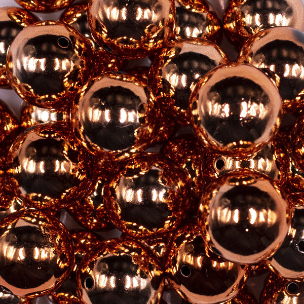 close up view of a pile of 20mm Copper Reflective Acrylic Jewelry Bubblegum Beads