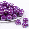 Front view of a pile of 20MM Dark Purple Neon AB Solid Chunky Bubblegum Beads