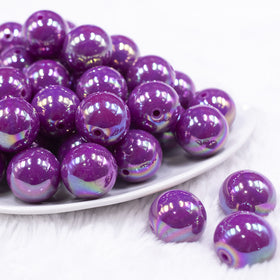 20MM Dark Purple Neon AB Solid Chunky Bubblegum Beads