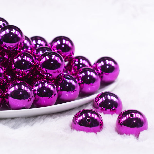 front view of a pile of 20mm Fuchsia Pink Reflective Acrylic Jewelry Bubblegum Beads